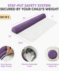 Inflatable Toddler Bed Rails 2 Pack Portable Travel Bed Bumpers with Non Slip Washable Covers, Violet, Easy Inflate
