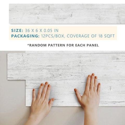 Hands applying Peel And Stick Wall Panels For Kitchen Bedroom And Backsplash Dope Vinyl Planks With Strong Adhesive Vintage Farmhouse Wood Pattern