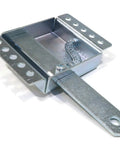 Beefed-Up Garage Door Side Lock For 2 Or 3 Inch Track, Easy Install Slide Lock To Secure Your Door, Fits Most Doors, Includes One Slide Lock, Built Tough For Peace Of Mind, metal construction with drilled holes, close-up view