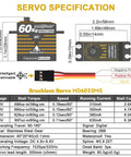 Specifications and dimensions of the Waterproof High Torque Servo With Brushless Motor And Digital Control for RC vehicles and robotics