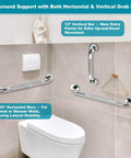 Rock Solid Stainless Steel Grab Bars 3 Pack Featuring Two Practical Sizes For Bathtubs And Showers Non Slip Senior Support Handles Quick Wall Install Bathroom Safety Game Changer, 12" vertical and 16" horizontal bars.
