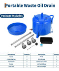 Hoguyexila 8 Gallon Portable Waste Oil Drain Tank Kit, Big Capacity Fluid Pickup Container With Pneumatic Pump For Quick Auto Garage Oil Changes And Vehicle Maintenance Jobs On Road, blue tank kit parts