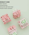 White Peach V3 Pro Silent Linear Keyboard Switches, 5 Pin 40GF Mute Pre-Lubed, Dustproof, Ultra Quiet Actuation For MX Mechanical Keyboards
