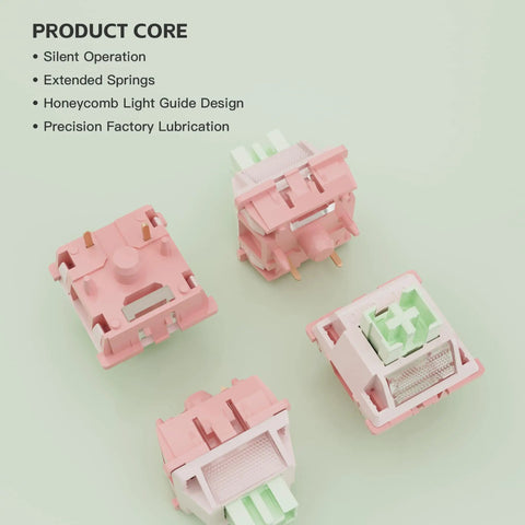 White Peach V3 Pro Silent Linear Keyboard Switches, 5 Pin 40GF Mute Pre-Lubed, Dustproof, Ultra Quiet Actuation For MX Mechanical Keyboards