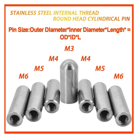Stainless Steel Internal Thread Cylindrical Pin Locating Dowel For Precision Bolt Tightening M3 M4 M5 M6 Female Thread 304