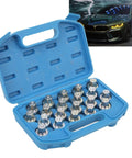 High Strength Wheel Lock Lug Nut Socket Set With Durable Metal Construction And Storage Case 20 Piece Anti Theft Tool Kit For Cars Quick Wheel Removal And Easy Wheel Repairs On Most Vehicles in blue case