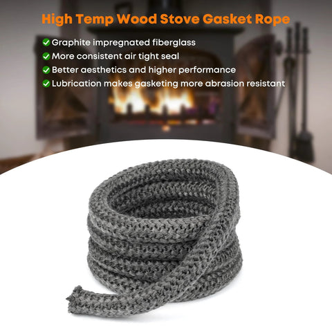Stanbroil wood stove gasket rope, 3/4 in by 84 in, graphite-impregnated fiberglass, gray