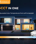EOSMILE 3 Inch White LED Recessed Lighting with Night Light, 6 Pack showcasing adjustable color temperatures on a modern house.