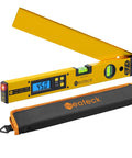 Top Shelf Heavy Duty Aluminum Digital Angle Finder With Integrated Laser Projection And Hella Precise Protractor Gauge with display and level.