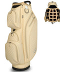 Ladies PU Leather Golf Cart Bag With Dual Handles, 14-Way Full-Length Top Dividers, Ultra Lightweight Five-Pound Design, Sandstone