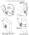 Technical diagram of Outdoor Antenna Mount Rock Solid For Wireless Bridge 11 Inch Dual Screw Locking J Pole Bracket installation