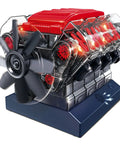 Close-up of V8 Engine Model Kit That Runs Hands On STEM Build Your Own Mini V8 Engine For Adults And Ages 12 And Up Visible Working Engine