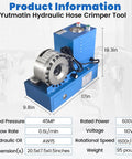 Heavy Duty Electric Hydraulic Hose Crimper Machine With 9 Die Sets Crushes R1 And R2 Hoses Quarter To One Inch Smart Limit Switch