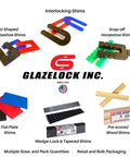Heavy Duty White Plastic Shims For Window And Door Installations 250 Count Pack with various shim shapes and sizes