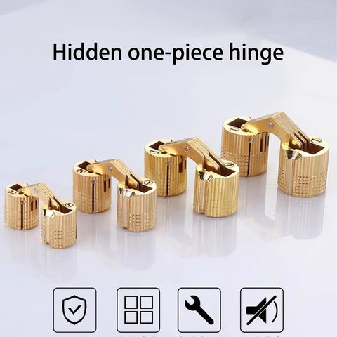 Brass Barrels Concealed Cabinet Hinges For Small Closets And Cupboards Cylindrical Door Hardware With 180 Degree Adjustable
