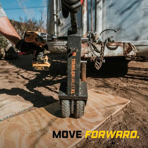 No Sweat Drill Powered Trailer Dolly With 10000 Lbs Capacity And Smart Auto Brake for RV Boat Haulers in action on a trailer.