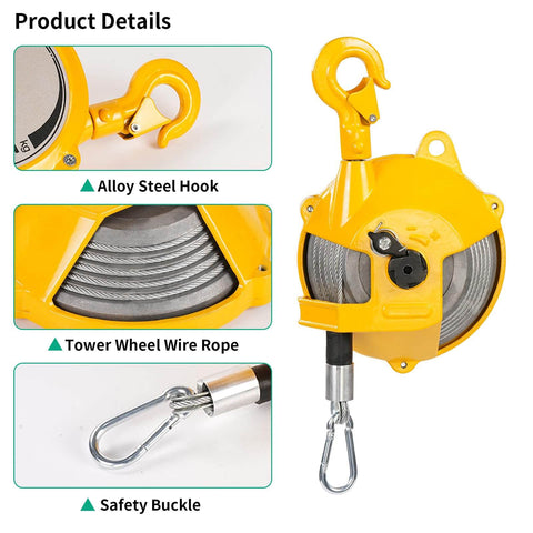 Heavy Duty Pro Grade Spring Balancer Tool with Adjustable Tension Retractable Steel Wire Cable for Garage and Workshop