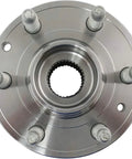 Front view of Front Wheel Bearing And Hub Assembly Set For Driver And Passenger Sides 2 Piece Replacement For Chevy Colorado 2015 To 2022 And GMC Canyon 2015 To 2022 Replaces BHA52140 Drop In Ready, showing steel hub with bolts.