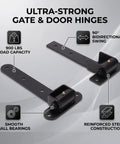 2 Pack 13 Inch Heavy Duty Strap Gate Hinges Solid Stainless Steel Supports Up To 900 Pounds Anti Sag Build with ball bearings.