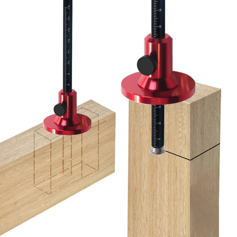 Hella Precise Wheel Marking Gauge With Easy Adjustment Knob crafted for woodworking, showcasing red aluminum tool on wood.