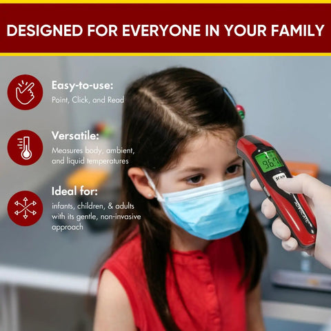 Speaking Non-Contact Infrared Thermometer For Home Use With English And Spanish Voice Fast No-Touch Forehead Readings In 1 Second Digital Thermometer For Adults Kids And Babies; child forehead scan