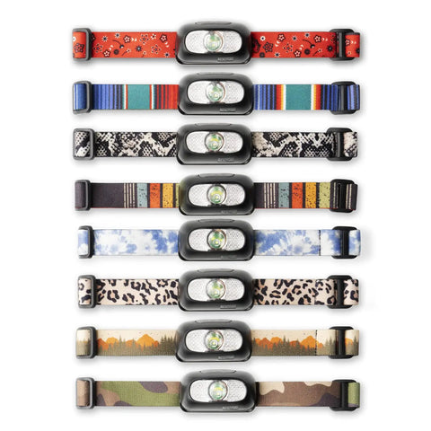 Rechargeable USB LED Headlamp With Dual 3W LEDs, Water Resistant Build, Adjustable Comfort Strap, diverse strap designs.