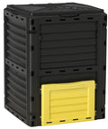 80 Gallon Garden Compost Tumbler Bin With Dual Side Loading Yellow Unit 23.75 By 23.75 By 32 Inch Size 48 Vent Airflow PP Plastic Construction