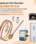 Two-piece 24-inch copper thermocouple replacement kit with adapter for 30 mV gas furnaces and water heaters