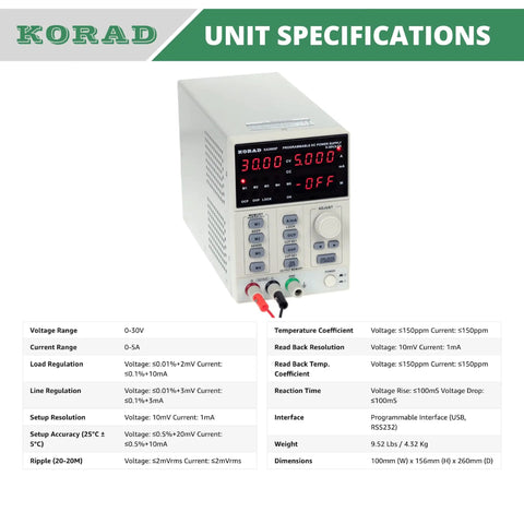 Beast Pro Grade Programmable Precision Power Supply 30V 5A DC Linear Regulated Benchtop Lab Grade with digital display and controls