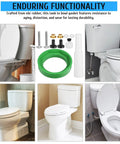 Heavy Duty Toilet Tank To Bowl Gasket And Bolt Kit Made From Premium NBR Rubber For Easy Leak-Proof Fixes And Simple Rear Installation Jobs, green gasket and bolts