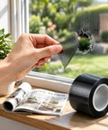 Window Screen Patch Kit With Ultra Strong Adhesive Tape To Quickly Fix Holes And Tears In Fiberglass Screens, applied to window
