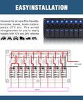 Diagram with Eight Gang Waterproof Marine Boat Switch Panel With Eight Circuit Breakers 12V 24V On Off Blue LED Rocker