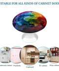No Fuss 2 Pack Round Cabinet Knobs And Pull Handles For Kitchen Drawer Hardware 1.1 Inch Rainbow Smoke Stainless Steel knob on white background.