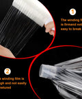 Heavy Duty Clear Stretch Wrap Film With Built In Handle, Smooth Roll Polyethylene Pallet Wrap, 4.7 X 492 Feet in use, showing strong durable film.