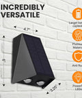 Solar Powered Up Down Wall Lights Dusk To Dawn Outdoor Flood Lights Sconce For Backyard Deck Fence Shed Waterproof Lighting