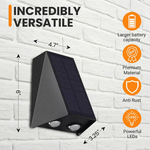 Solar Powered Up Down Wall Lights Dusk To Dawn Outdoor Flood Lights Sconce For Backyard Deck Fence Shed Waterproof Lighting