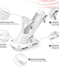 Close-up of Mighty Sturdy White Flag Pole Holder Bracket For Outside House Walls, showcasing adjustable screws and mounting features.