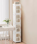 Your Go To Space Saving Slim Tall Storage Cabinet With Doors And Shelves For Bathroom And Kitchen Use Adjustable Shelves Four Tier Linen Closet Organizer Toilet Paper Storage White