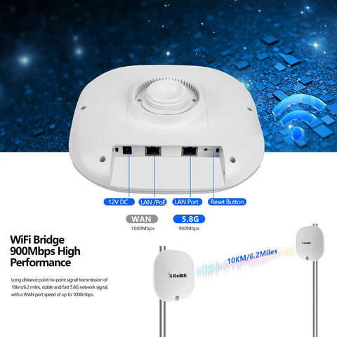 Outdoor 5.8GHz 10KM TDMA Gigabit Point To Point WiFi Bridge Kit Extends WiFi To Outbuildings And Starlink Router Or Cameras High Throughput Long Range Wireless Link For Reliable Outdoor Connectivity