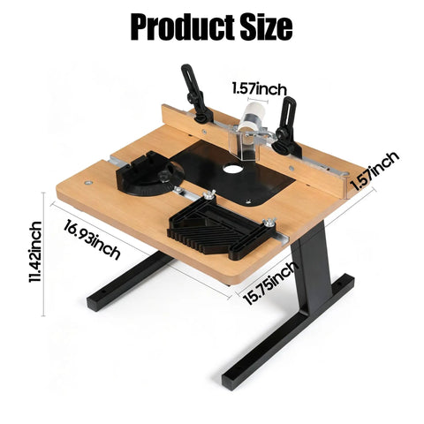 Benchtop Router Table With Heavy Duty Stand And Precision Adjustable Fence, Durable MDF Surface For Straight Shooting Woodrouting, product size details