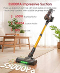 Total Game Changer Cordless Stick Vacuum Cleaner Delivering Raw 55Kpa Suction And Smart Anti Tangling Brushes To Quickly Sweep Pet Hair Off Carpets And Hardwood Floors With Zero Headache Ever, showcasing 55000Pa suction on hardwood floor.