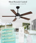 52 Inch Outdoor Ceiling Fan With Lights For Patio And Pergola IP65 Waterproof with remote shown in a modern outdoor setting