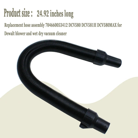 Heavy Duty Vacuum Hose Assembly Compatible With Wet And Dry Shop Vacs 24.92 inch flexible black hose for Dewalt blower and vacuum.