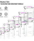 7 Piece Glass Beaker Set For Lab And Classroom With Printed Graduations 10Ml To 1000Ml Borosilicate Glass Griffin Low Form Beakers