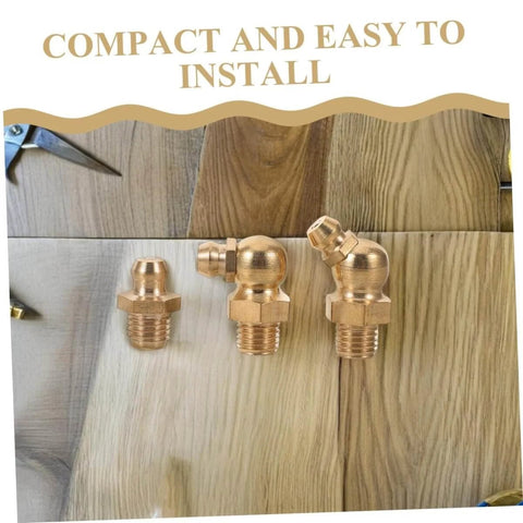 Heavy Duty 9pcs Grease Fitting Kit With Copper Nipples For Automotive And Excavator Maintenance, shown on wooden surface