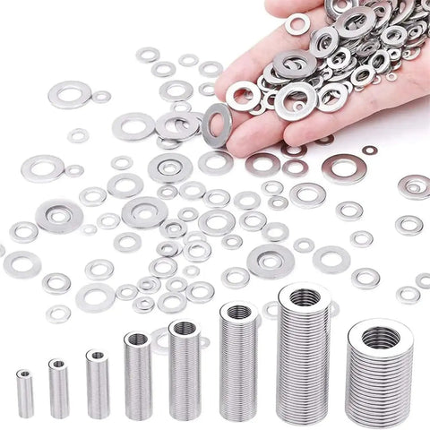 360 Piece 8 Sizes Stainless Steel Washer Set 304 Grade Flat And Lock Washers For Screws And Bolts M2 To M10 in hand