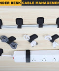 Heavy Duty Self Adhesive Cable Straps With Strong Sticky Backing Reusable Hook And Loop Ties For Under Desk Cable Management Keeps Home Office PC Wires Neat No Mess And Scratch Free Black 56 Pack organizing cables