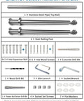 Premium 3 Step Stair Handrail For Indoor And Outdoor Spaces Built With Hella Durable 304 Stainless Steel parts list including tools and hardware.