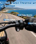 Q20 Full Twist Throttle Replacement For Ridstar Q20 Electric Dirt Bike And Sur Ron E Bike in use on winding road