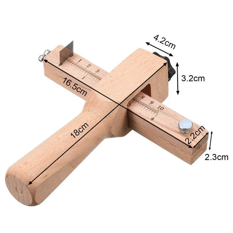 Leather Strap Cutter Beech Wood DIY Leatherworking Tool With Adjustable Blade System And Five Replacement Blades